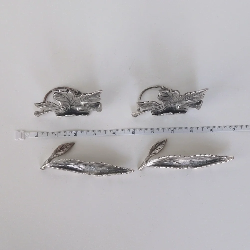 Pottery Barn Falling Leaf Placecard Holders Set Silver Tone‎ Table Name Markers